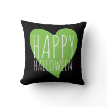 Feliz Halloween / Green Heart Black & Grey Stripes