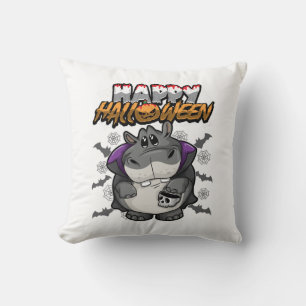 Cojín Decorativo Feliz Halloween Hipopótamo Disfrazado