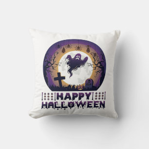 Cojín Decorativo Feliz Halloween Murciélagos Fantasmas Arañas_1