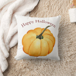 Cojín Decorativo Feliz Halloween naranja calabaza retro acuarela