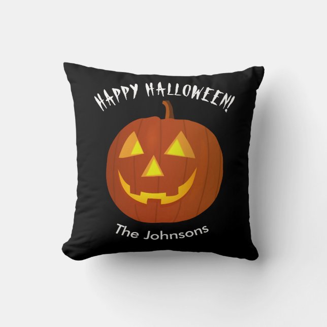 Cojín decorativo Feliz Halloween personalizado (Anverso)