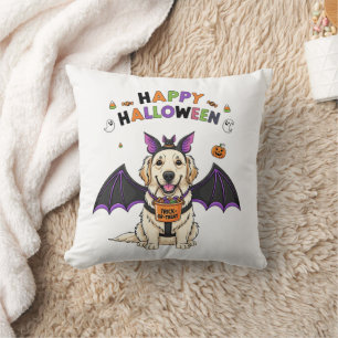 Cojín Decorativo Feliz Halloween Trick-or-Treth Bat de perro lindo
