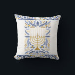 Cojín Decorativo Feliz Hanukkah<br><div class="desc">Feliz Hanukkah menorah lanzar almohada.</div>