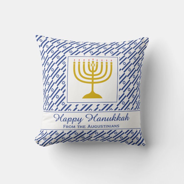 Cojín Decorativo FELIZ HANUKKAH Bandera israelí personalizada (Anverso)