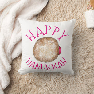 Cojín Decorativo Feliz Hanukkah Jelly Donut Doughnut Sufganiyot