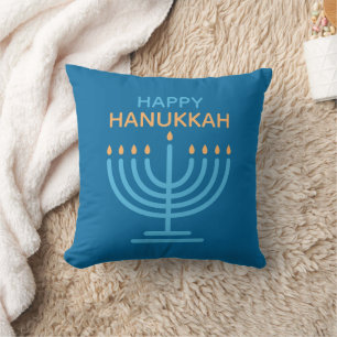 Cojín Decorativo Feliz Hanukkah Minimalista Azul Foto Familiar
