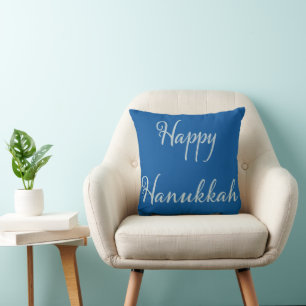 Cojín Decorativo Feliz Hanukkah plata Tekhelet azul