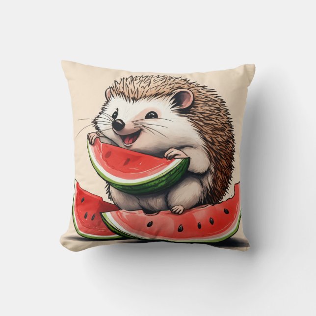 Cojín Decorativo Feliz Hedgehog sandía Delight Pillow (Anverso)