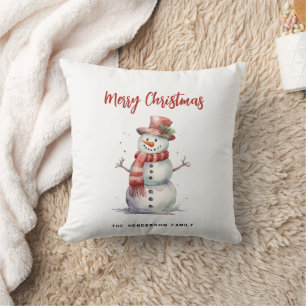 Cojín Decorativo Feliz hombre de nieve Feliz Personalizado navideño