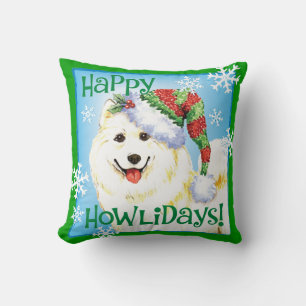 Cojín Decorativo Feliz Howlidays Samoyed