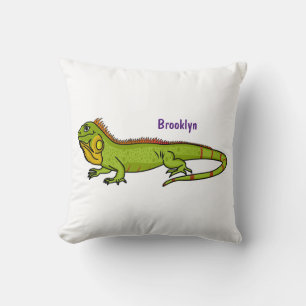 Cojín Decorativo Feliz ilustracion personalizado de iguana verde