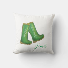 Cojín Decorativo Feliz Jubilación de la jardinería verde bien bota
