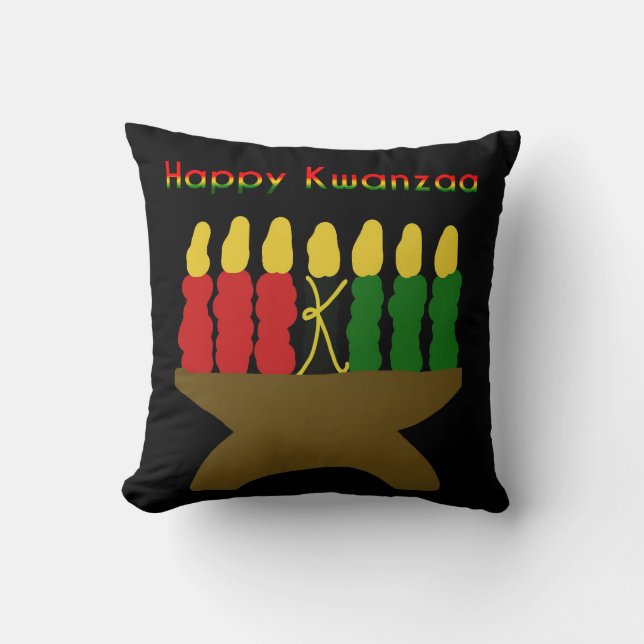 Cojín Decorativo Feliz Kwanzaa Kinara (Anverso)