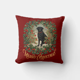 Cojín Decorativo Feliz Labrador de Navidad