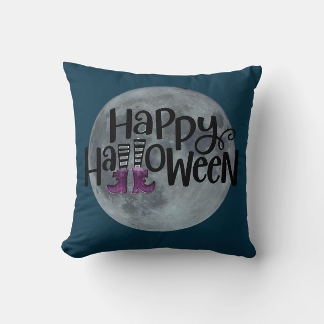Cojín Decorativo Feliz luna de Halloween (Anverso)