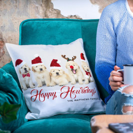 Cojín Decorativo Feliz Mascota de Howlidays Dog Holiday Photo | NAV