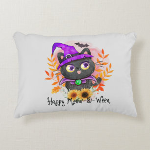 Cojín Decorativo Feliz Meow-o-ween-Black Witch Cat