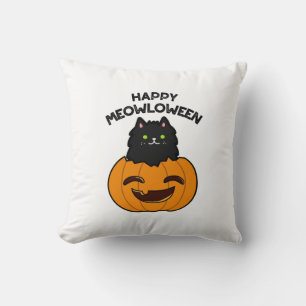 Cojín Decorativo Feliz Meowloween Funny Halloween Pun
