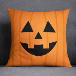 Cojín Decorativo Feliz Naranja de calabaza sonreír Halloween
