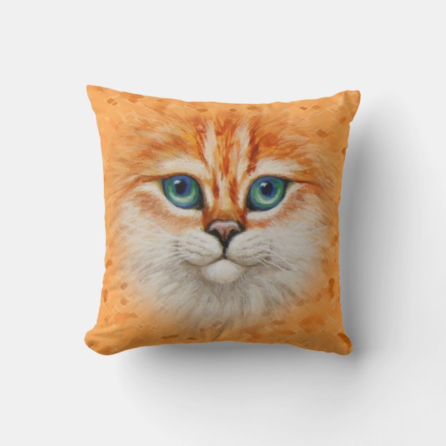 Cojín Decorativo Feliz Naranja Kitty Face (Anverso)