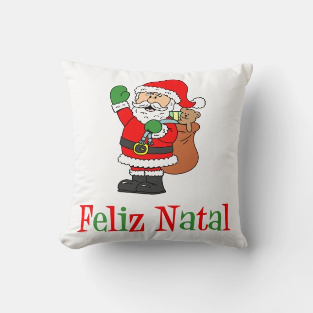Cojín Decorativo Feliz Natal Navidades portugueses Santa (Anverso)