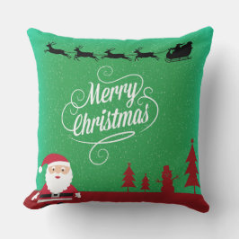 Cojín Decorativo Feliz Navidad a los renos brillando a través del c