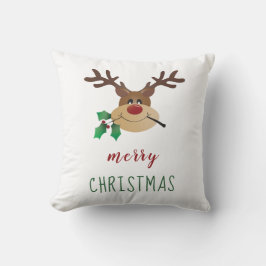 Cojín Decorativo Feliz Navidad a los renos con Mistletoe