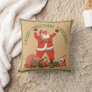 Cojín Decorativo ¡Feliz Navidad a Todos! Santa Claus Vintage