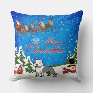 Cojín Decorativo Feliz Navidad Americana Staffordshire Terrier