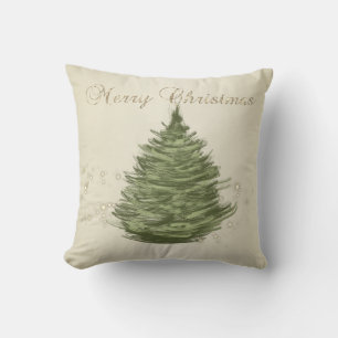 Cojín Decorativo Feliz Navidad, árbol de Navidad de pino, destellos