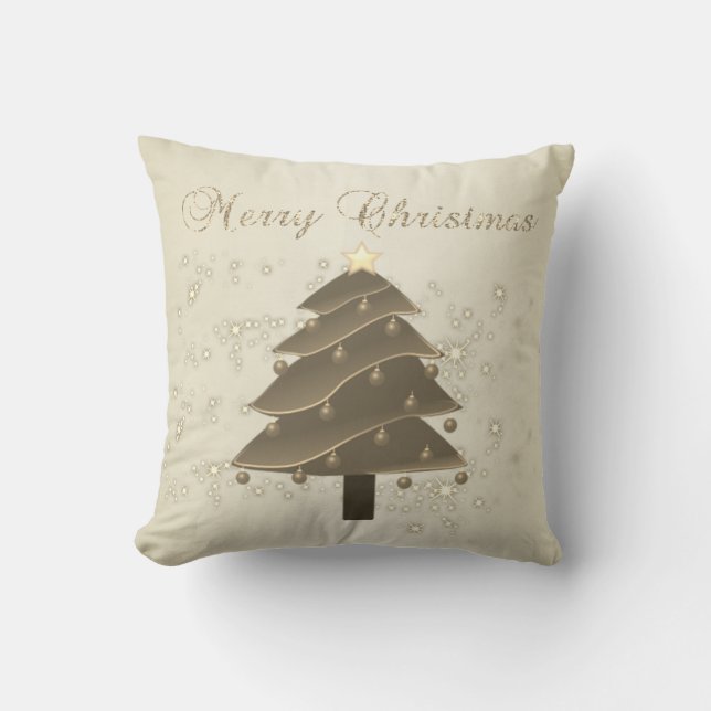 Cojín Decorativo Feliz Navidad, Árbol de Navidad, Espuelas (Anverso)