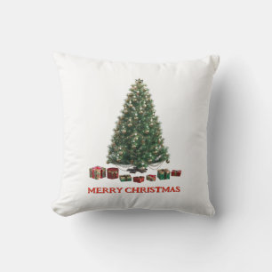 Cojín Decorativo Feliz Navidad. Árbol (diseño 1) con regalos