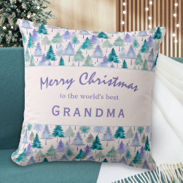 Cojín Decorativo Feliz Navidad Árboles Patrón Festividad Abuela