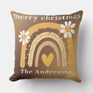 Cojín Decorativo Feliz Navidad Arcoiris personalizado