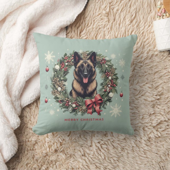 Cojín Decorativo Feliz Navidad Belga Malinois Dog Xmas (Manta)