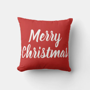 Cojín Decorativo FELIZ NAVIDAD - blanco sobre rojo