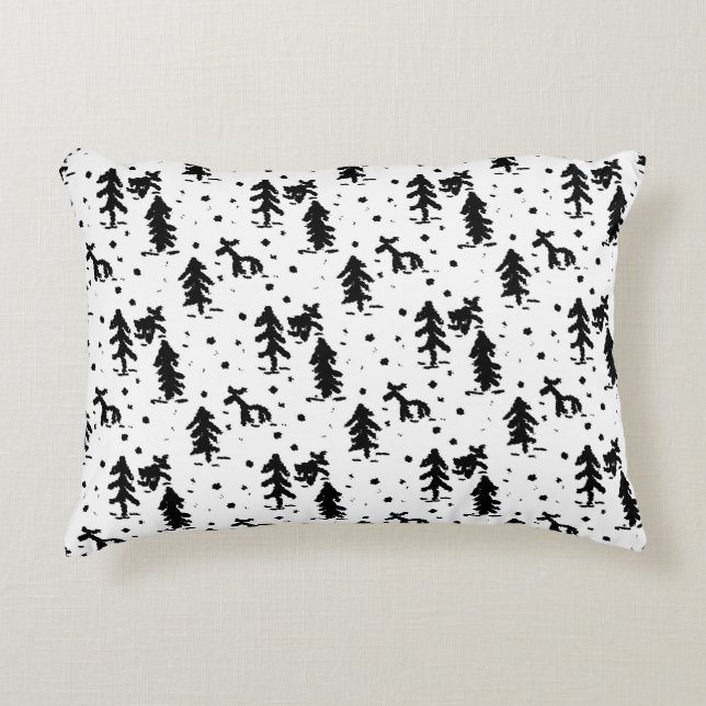 Cojín Decorativo Feliz Navidad! Blanco y negro (Anverso)