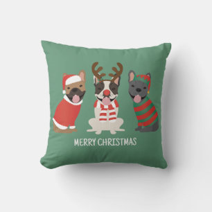 Cojín Decorativo Feliz Navidad Bulldoges franceses