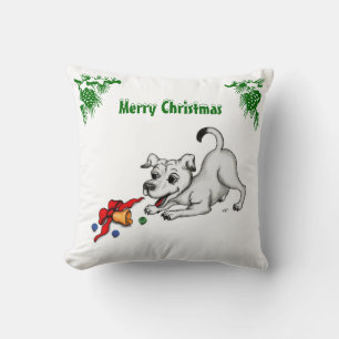 Cojín Decorativo ¡Feliz Navidad! Cachorro con bell y ball