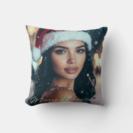 Cojín Decorativo Feliz Navidad - Chica Santa