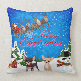 Cojín Decorativo Feliz Navidad Chihuahua con Santa