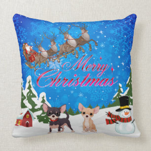 Cojín Decorativo Feliz Navidad Chihuahua con Santa