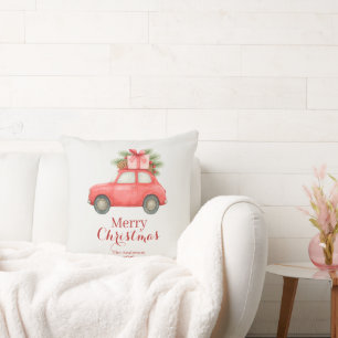 Cojín Decorativo Feliz Navidad Coche Rojo – Personalizado para las 