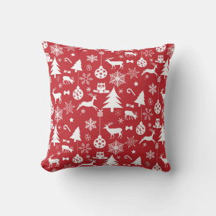 Cojín Decorativo Feliz Navidad: Colección de Vintage Roja