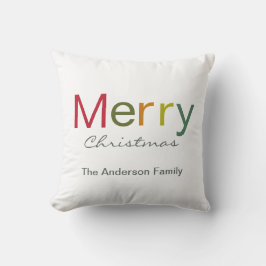 Cojín Decorativo Feliz Navidad colorida familia de textos