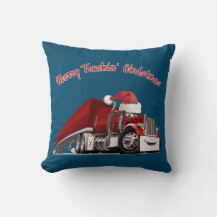 Cojín Decorativo Feliz Navidad con camiones