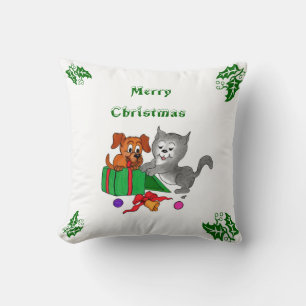 Cojín Decorativo Feliz Navidad con gatos copiosos y dragones