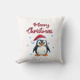 Cojín Decorativo "Feliz Navidad" con pingüino lindo