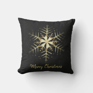 Cojín Decorativo Feliz Navidad Dorado Snowflake