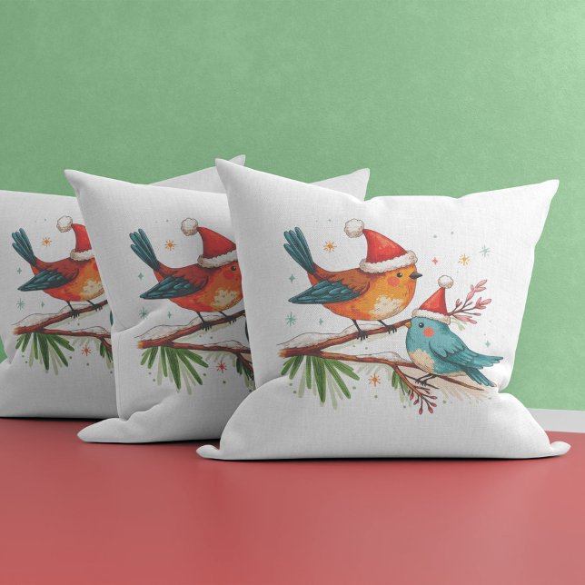 Cojín Decorativo Feliz Navidad Dos Aves Amantes (Subido por el creador)
